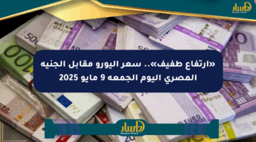«ارتفاع طفيف».. سعر اليورو مقابل الجنيه المصري اليوم الجمعة 9 مايو 2025
